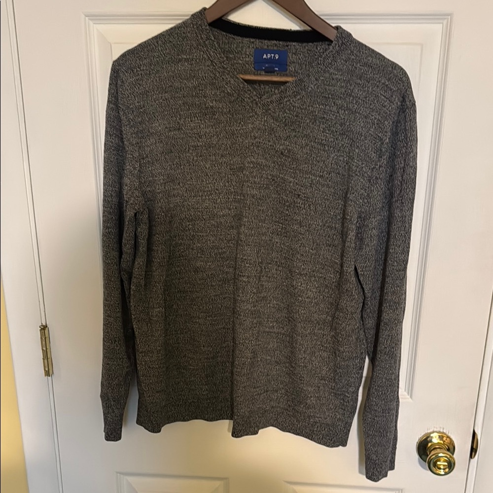 Apt. 9 Gray V-Neck Sweater Classic Knit